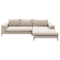 ECKSOFA in Webstoff Beige  - Beige/Schwarz, Design, Textil/Metall (275/170cm) - Trendmanufaktur