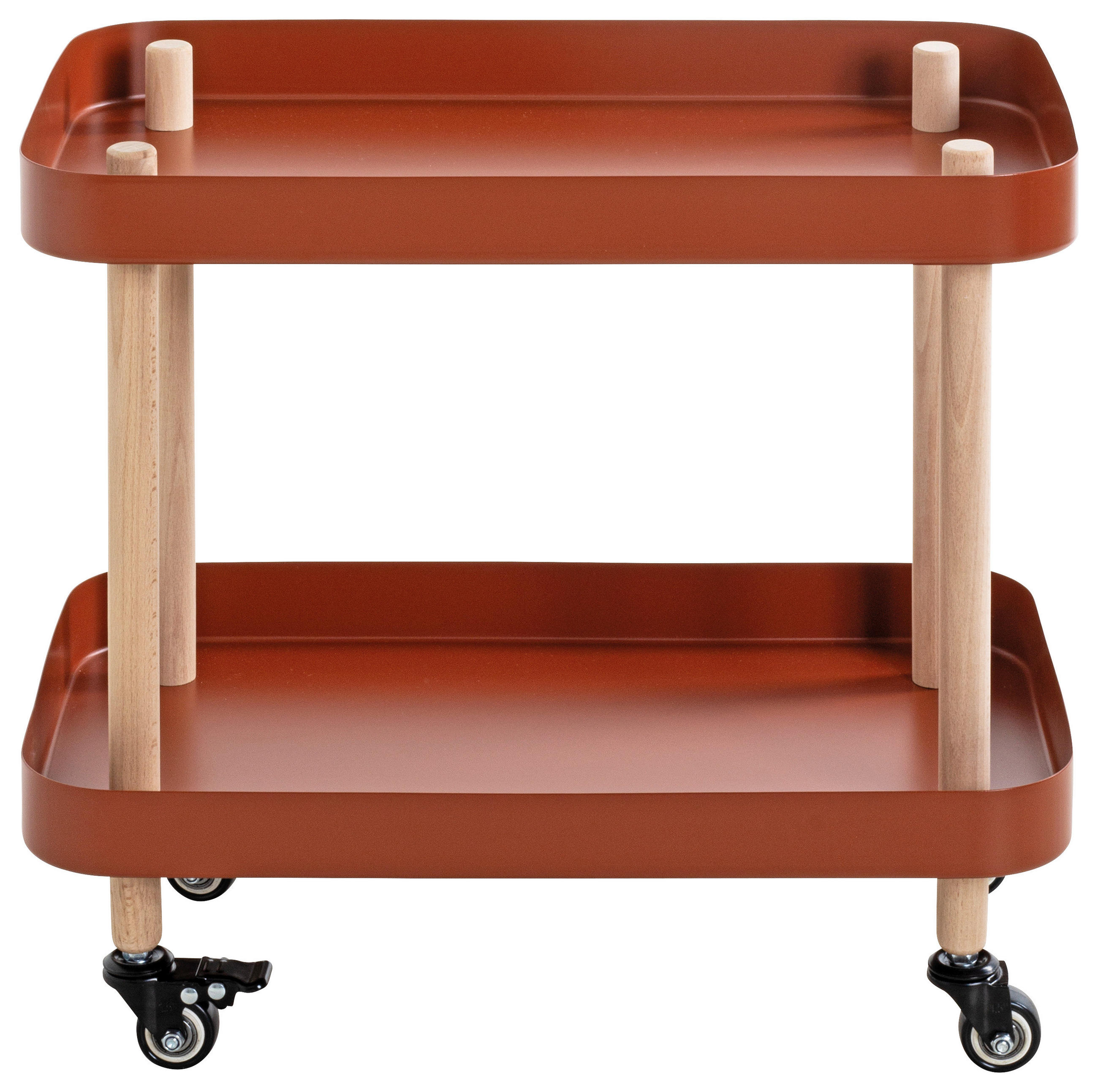 Thumbnail - Servierwagen, Natur, Rot, Buche, Holz, Metall, Buche, massiv, rechteckig, rund, 30x47x50 cm, Stauraum, Flaschenfach, off...