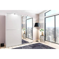 DULAP CU UȘI CULISANTE in alb  - argintiu/alb, Basics, metal/material pe bază de lemn (179/198/64cm) - Carryhome