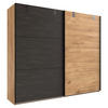 GARDEROB MED SKJUTDÖRRAR 250/216/65 cm 2-dörrar - grafitfärgad/ekfärgad, Basics, metall/trämaterial (250/216/65cm) - MID.YOU