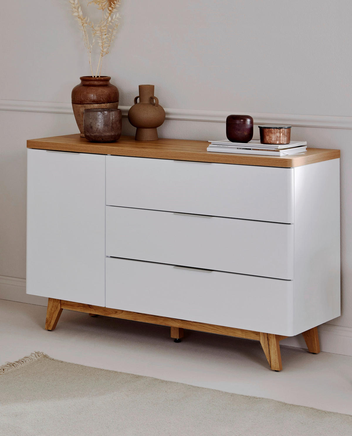 SIDEBOARD  in 120/77/39 cm  - Eichefarben/Alufarben, KONVENTIONELL, Holzwerkstoff/Metall (120/77/39cm) - Livetastic