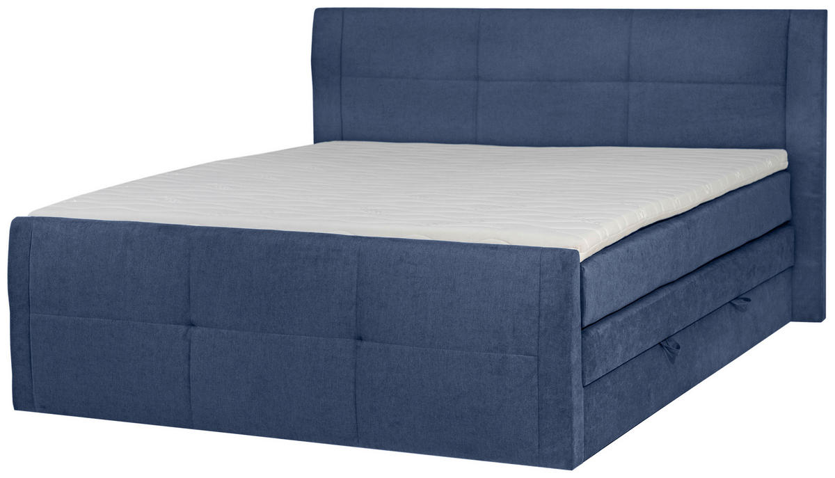 BOXSPRINGBETT 180/200 cm  in Blau  - Blau/Schwarz, KONVENTIONELL, Kunststoff/Textil (180/200cm) - Boxxx