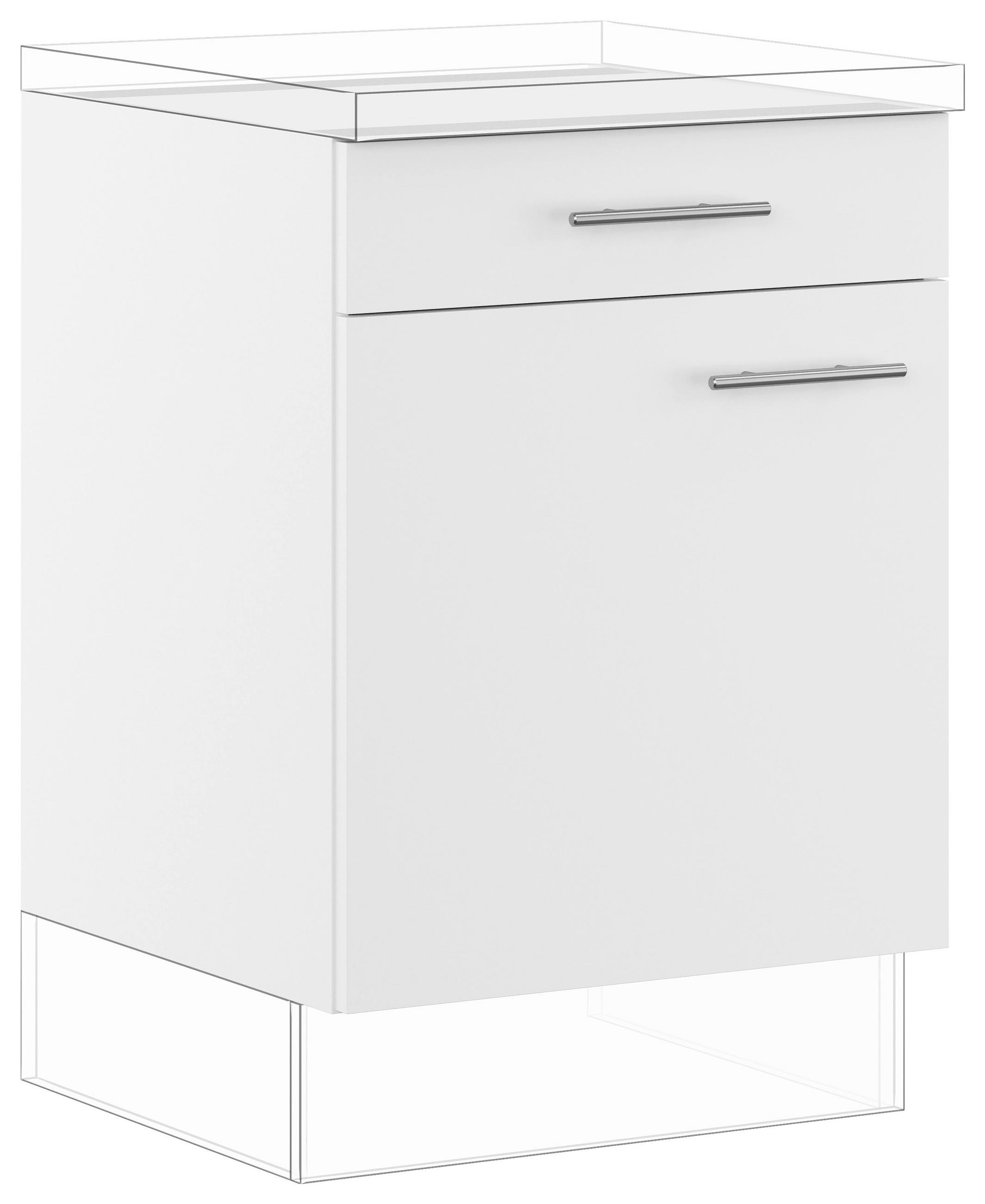 SCHUBKASTENUNTERSCHRANK 60/87,8/57,6 cm  in Weiß  - Edelstahlfarben/Weiß, Basics, Holzwerkstoff/Metall (60/87,8/57,6cm) - Impuls