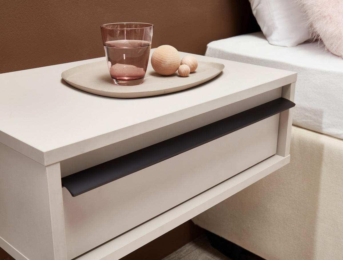 NACHTSCHRANK 50/17/34 cm  - Kaschmir/Schwarz, KONVENTIONELL, Holzwerkstoff/Metall (50/17/34cm) - Chameo