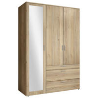 DULAP CU UșI ROTATIVE, 135/195/56 cm, culoare lemn stejar - culoare lemn stejar/culoare aluminiu, Modern, plastic/sticlă (135/195/56cm) - Livetastic