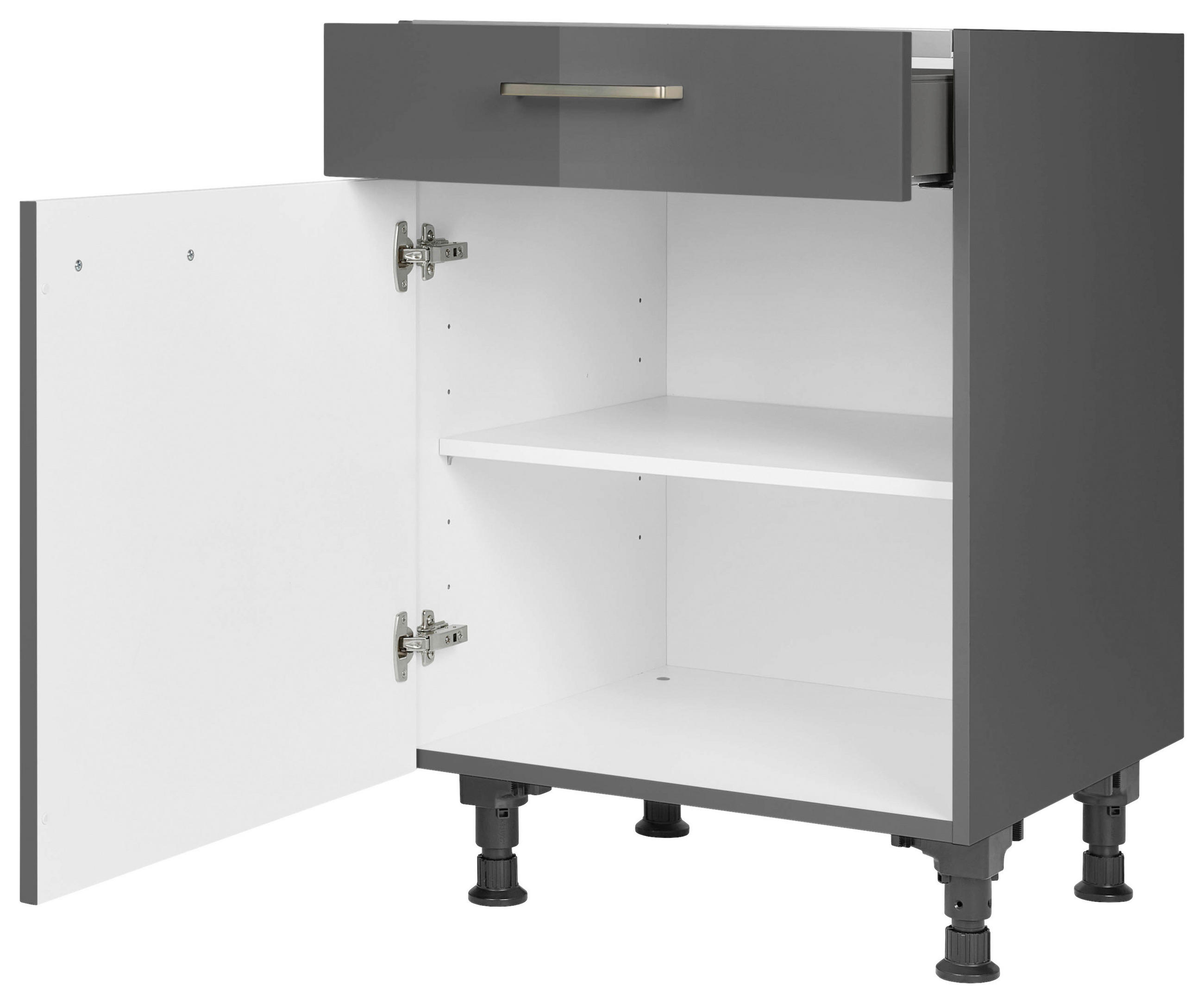 KOCHFELDUMBAUSCHRANK 60/87/56 cm  in Schieferfarben  - Schieferfarben/Edelstahlfarben, MODERN, Holzwerkstoff/Metall (60/87/56cm) - Nobilia
