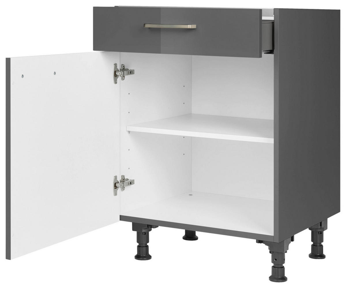 KOCHFELDUMBAUSCHRANK 60/87/56 cm  in Schieferfarben  - Schieferfarben/Edelstahlfarben, MODERN, Holzwerkstoff/Metall (60/87/56cm) - Nobilia