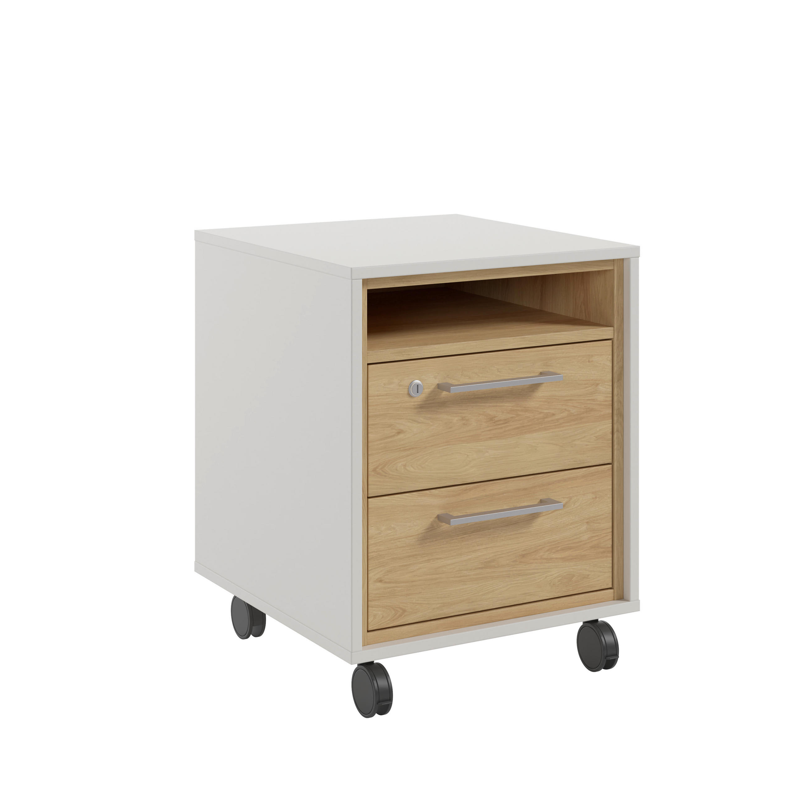 ROLLCONTAINER Weiß, Hickory  - Silberfarben/Weiß, MODERN, Holzwerkstoff/Kunststoff (45/55/40cm) - Novel
