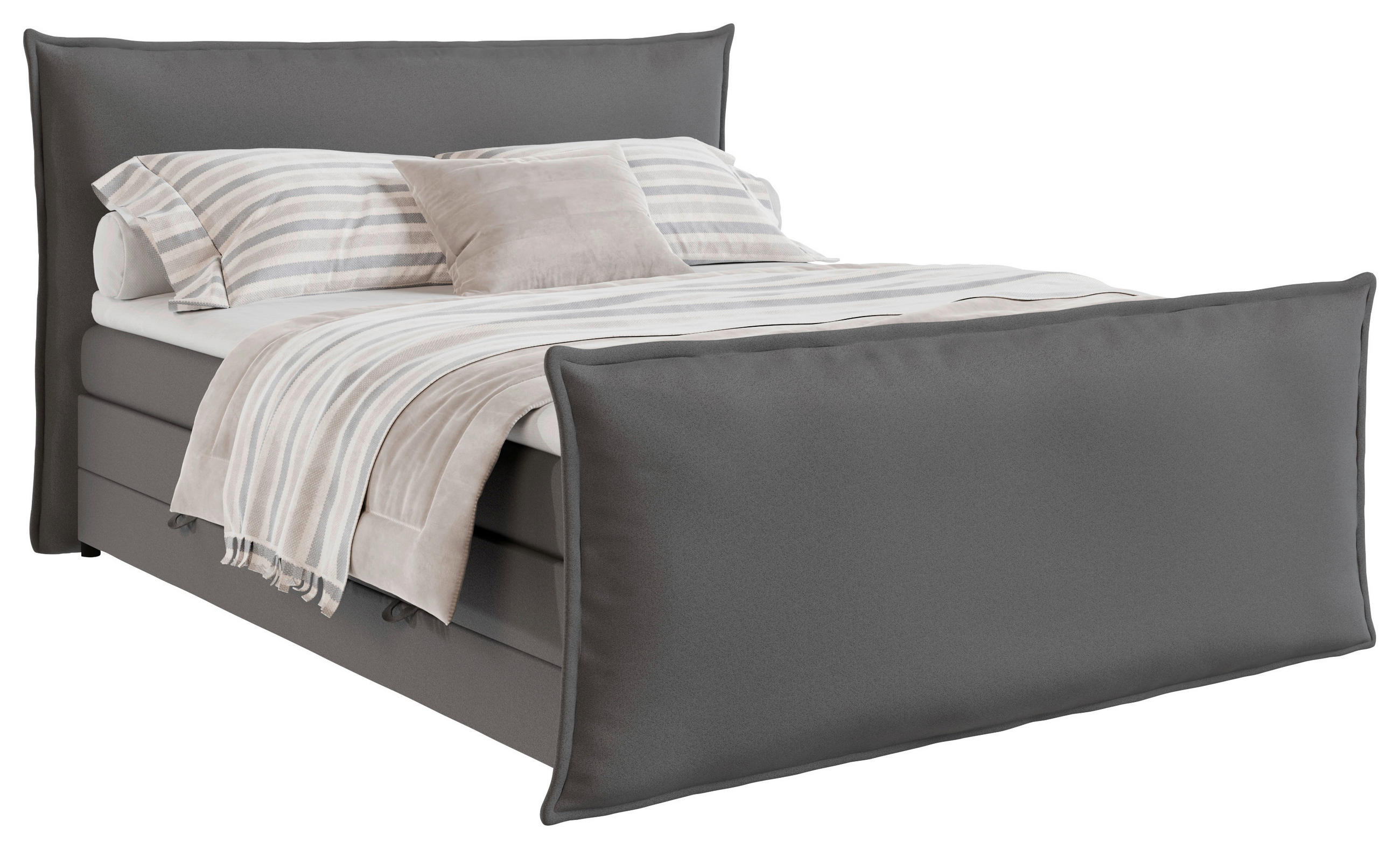 BOXSPRINGBETT 180/200 cm  in Silberfarben  - Silberfarben/Schwarz, MODERN, Textil (180/200cm) - MID.YOU