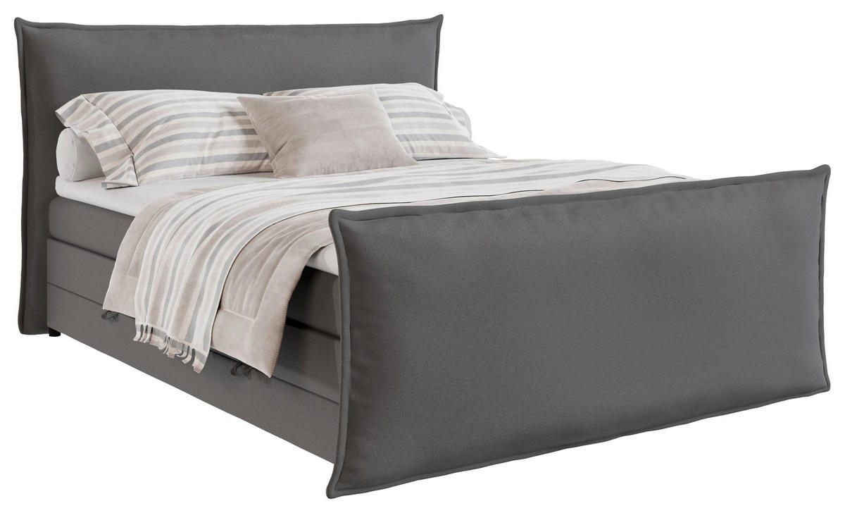 BOXSPRINGBETT 160/200 cm  in Silberfarben  - Silberfarben/Schwarz, MODERN, Textil (160/200cm) - MID.YOU