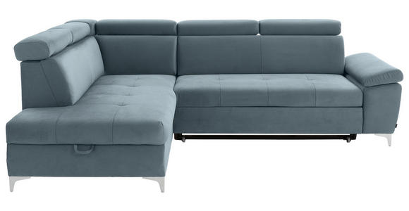 ECKSOFA  in Mikrofaser Hellblau  - Chromfarben/Hellblau, KONVENTIONELL, Textil/Metall (206/271cm) - Carryhome