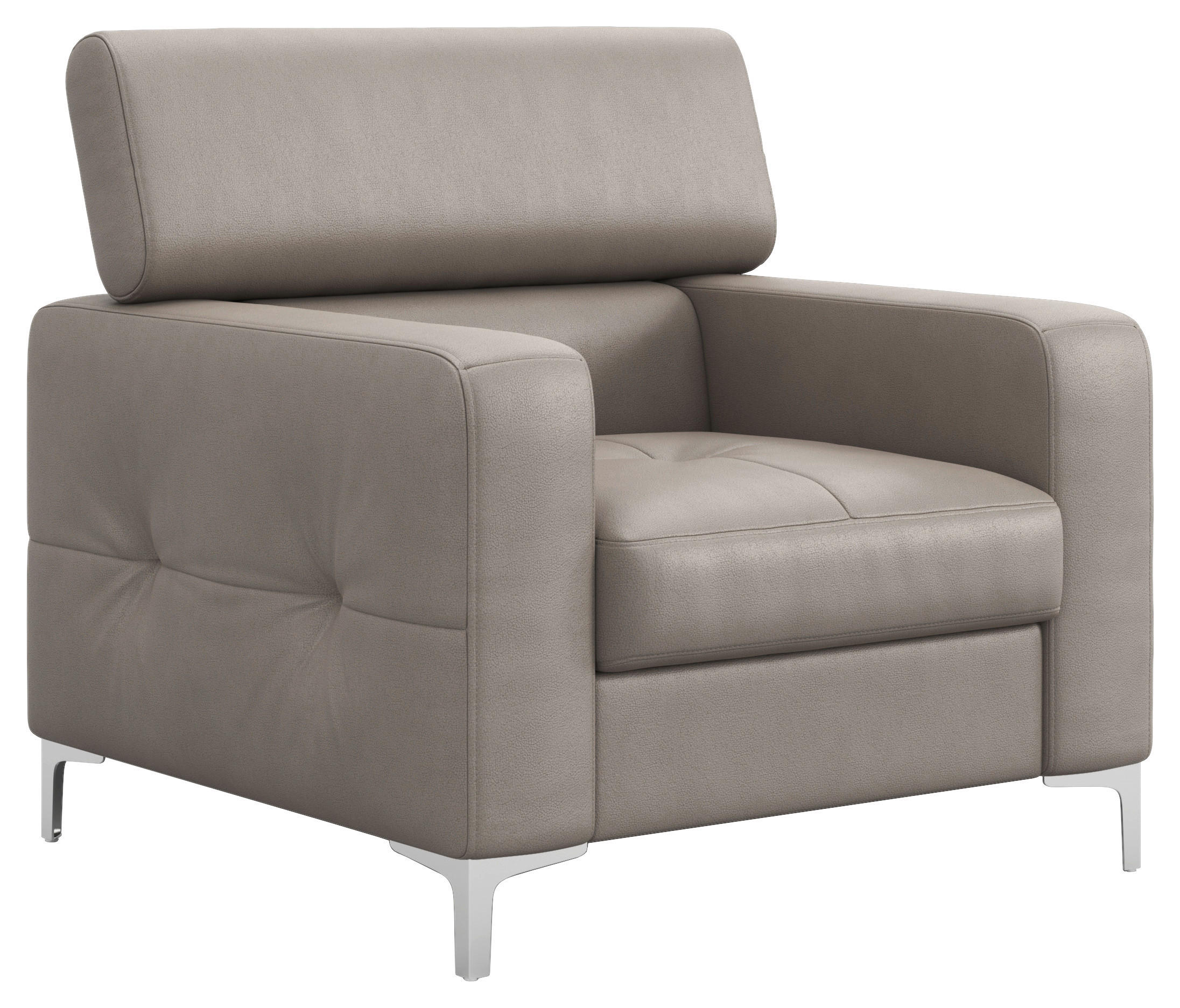 SESSEL in Echtleder Grau - Chromfarben/Grau, Design, Leder/Metall (99/78-92/106cm) - Livetastic