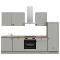 KÜCHENLEERBLOCK 300 cm   in Grau, Eiche dunkel  - Eiche dunkel/Schwarz, MODERN, Holzwerkstoff/Metall (300cm) - Nobilia