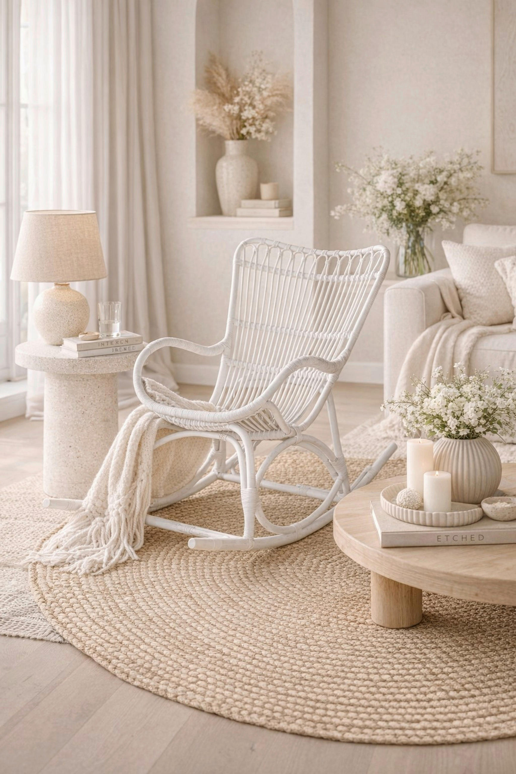 SCHAUKELSTUHL in Weiß  - Weiß, Natur, Holz (65/96/122cm) - MID.YOU