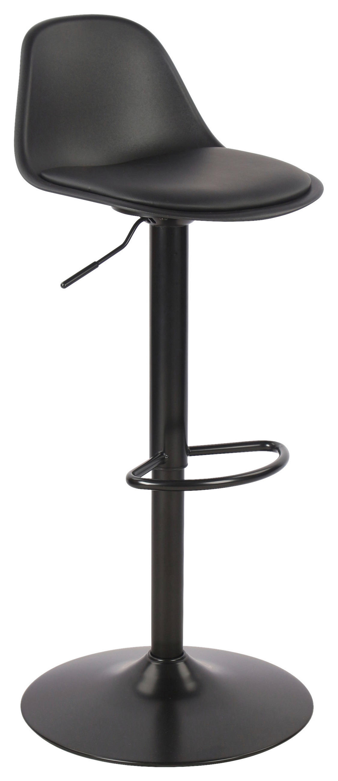 Barhocker Höhenverstellbar Conte Lederlook Schwarz