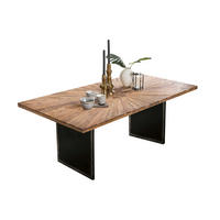 ESSTISCH 160/90/77 cm Echtholz  Holz, Metall rechteckig Naturfarben, Schwarz  - Schwarz/Naturfarben, MODERN, Holz/Metall (160/90/77cm) - MID.YOU