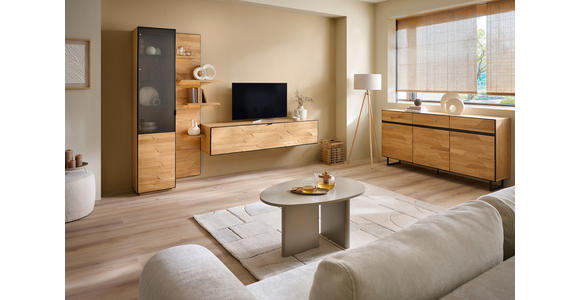 SIDEBOARD Schwarz, Wildeiche  180/90/42 cm  - Wildeiche/Schwarz, Natur, Holz/Holzwerkstoff (180/90/42cm) - Linea Natura