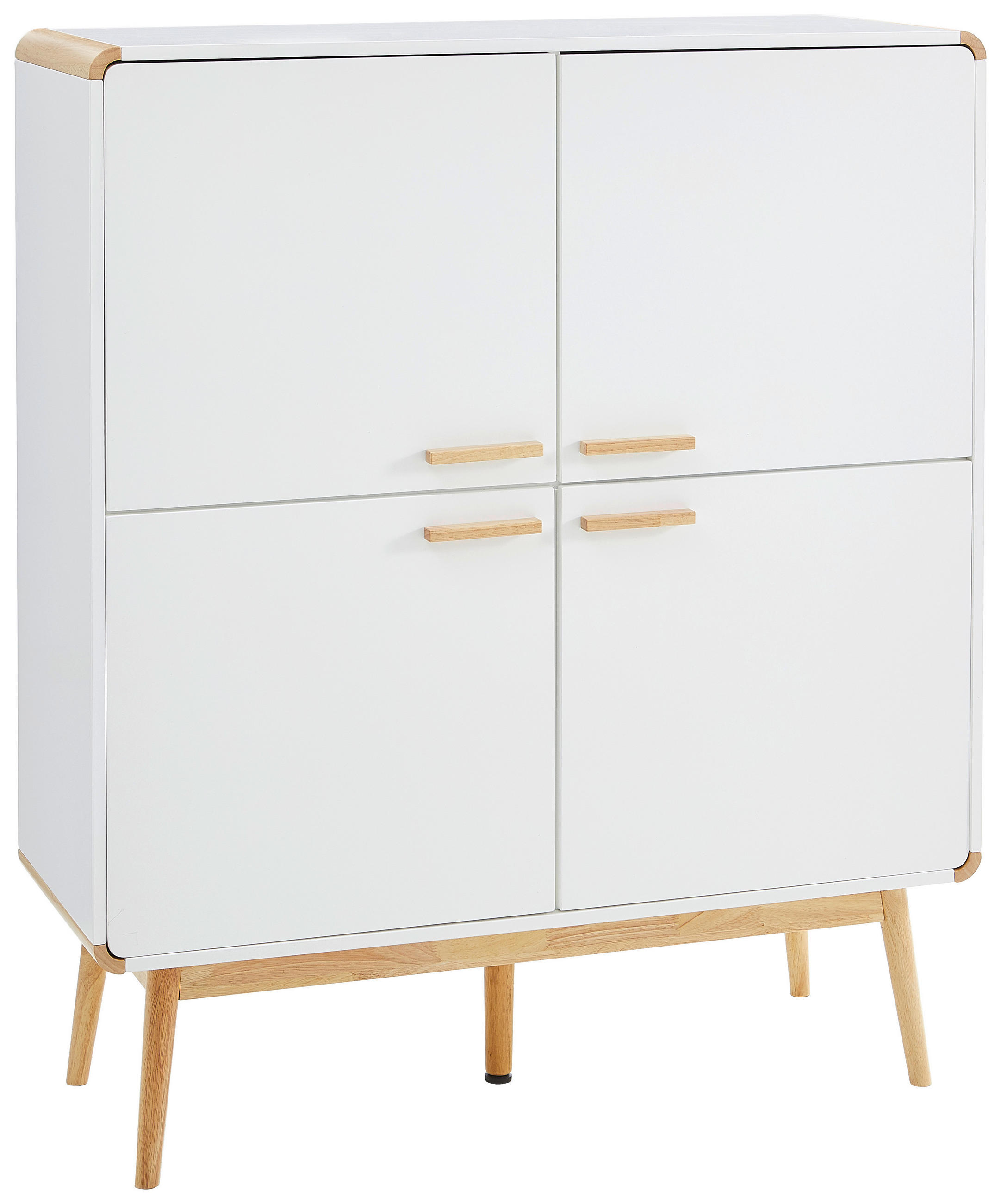 VYSOKÁ KOMODA, kaučukové drevo, prírodná farba, biela, 104/123/40 cm - biela/prírodná farba, Design, drevo/kompozitné drevo (104/123/40cm) - MID.YOU