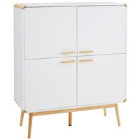VYSOKÁ KOMODA, kaučukové drevo, prírodná farba, biela, 104/123/40 cm - biela/prírodná farba, Design, drevo/kompozitné drevo (104/123/40cm) - MID.YOU