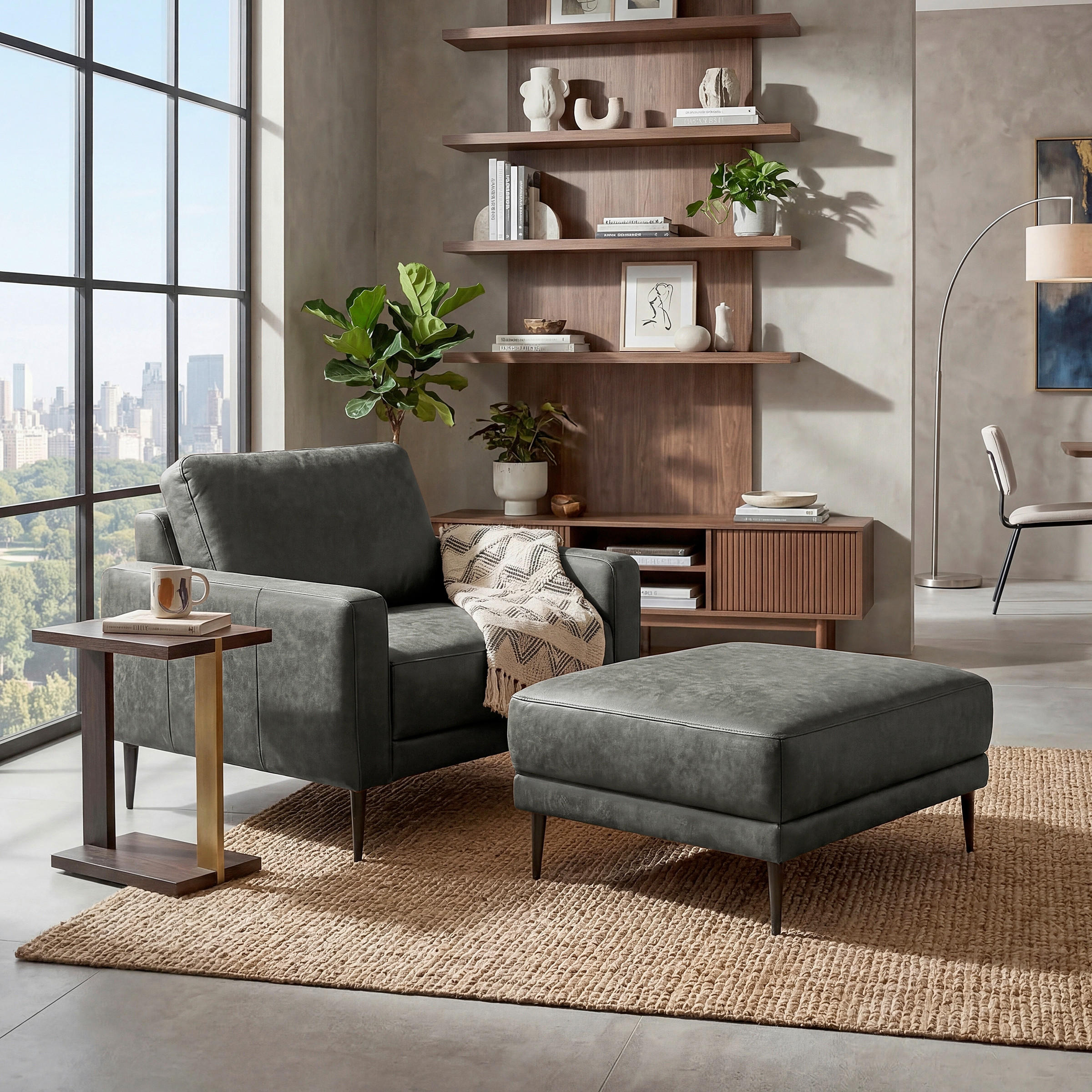 SESSEL 88/85/92 cm  in Lederlook Echtleder Grau  - Schwarzchrom/Grau, Design, Leder/Textil (88/85/92cm) - Livetastic