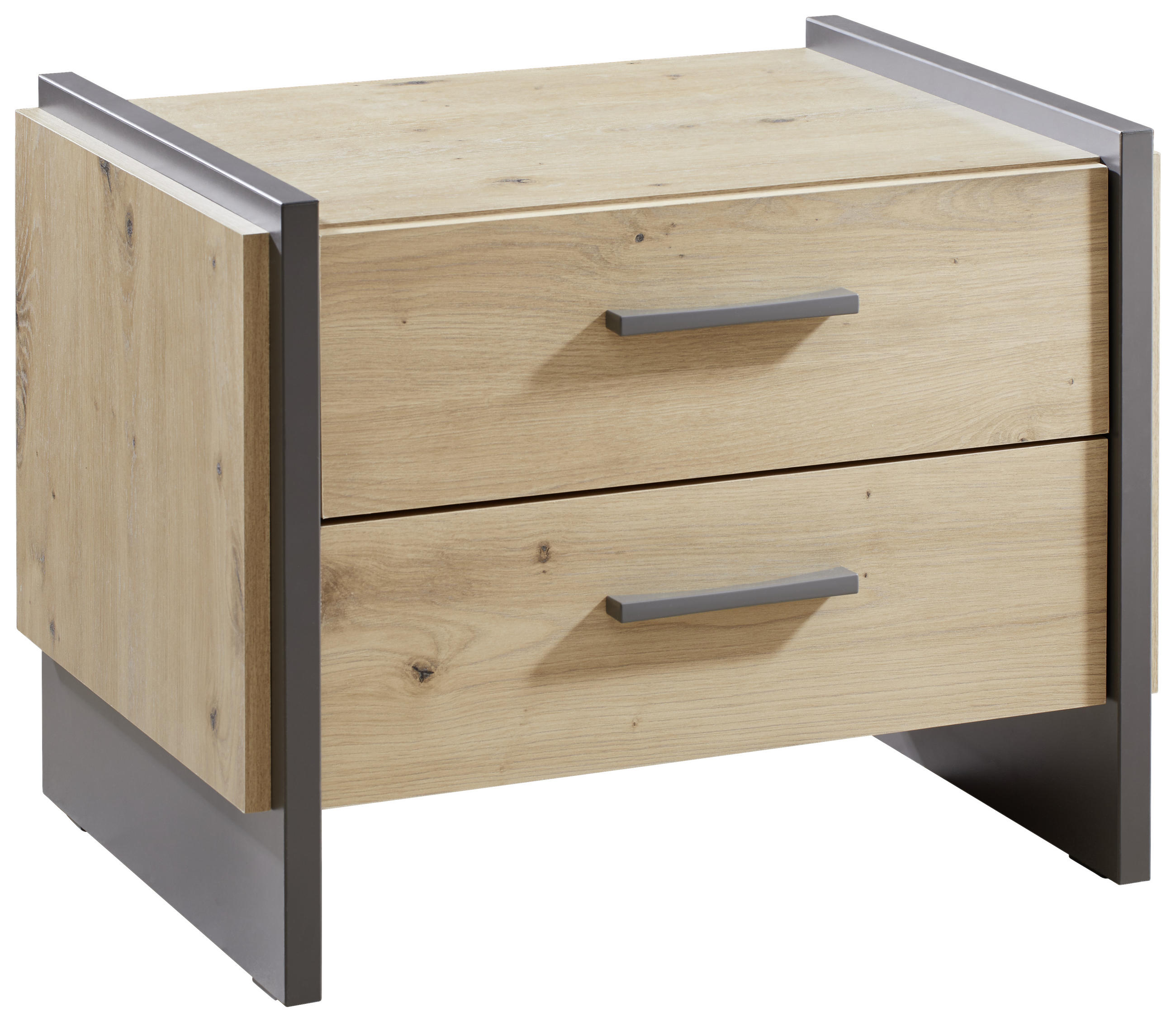 Thumbnail - Hom`in Nachtschrank, Eiche Artisan, Kunststoff, 2 Schubladen, 57x45x41 cm, Schlafzimmer, Nachttische