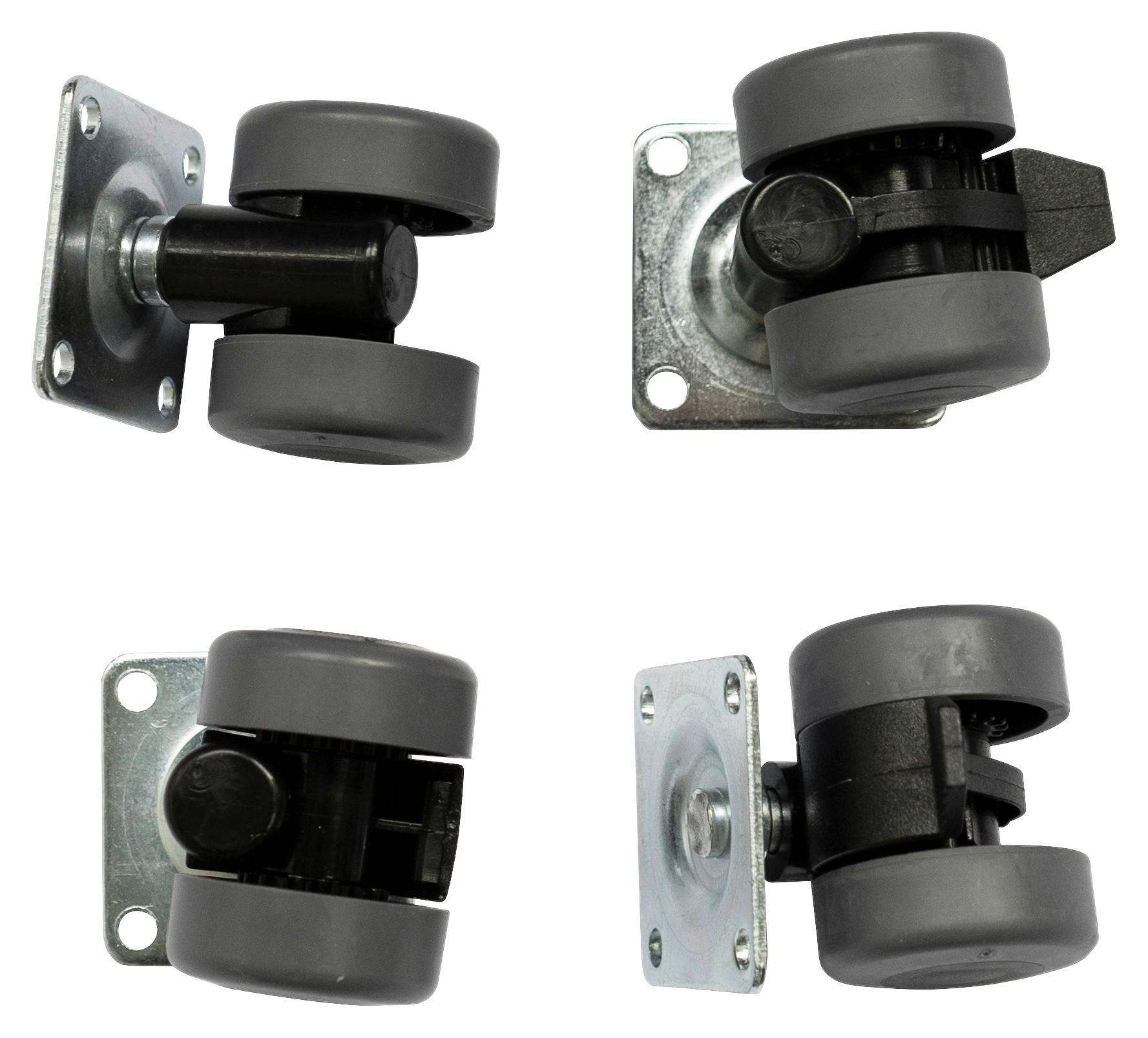 MÖBELROLLEN Metall, Kunststoff Grau, Schwarz, Silberfarben  - Silberfarben/Schwarz, KONVENTIONELL, Kunststoff/Metall (22,1-33/6,2-6,5/0,4-1,2cm) - Moderano