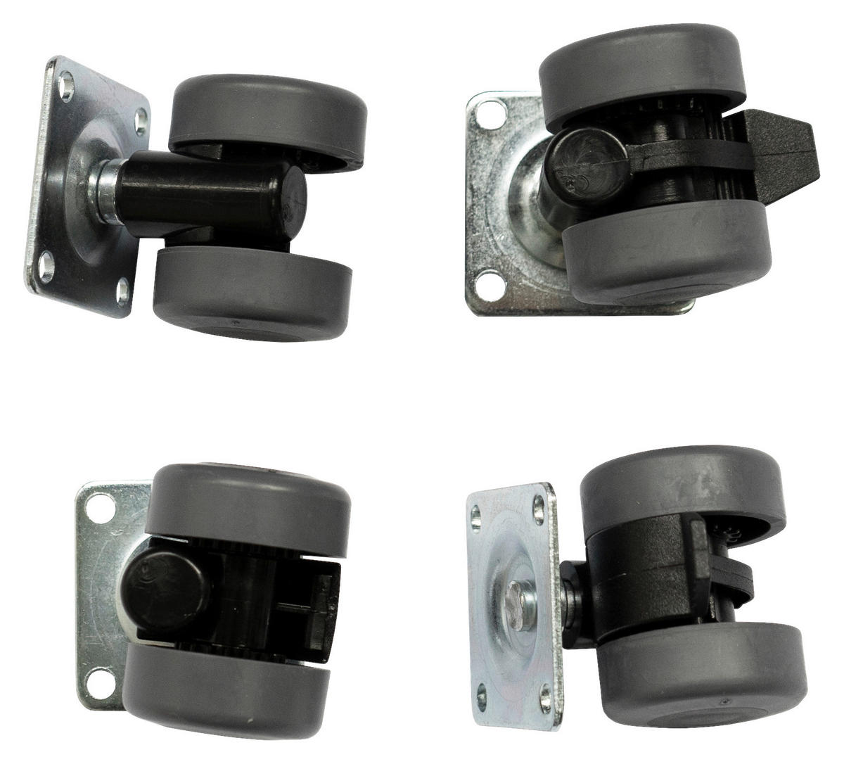 MÖBELROLLEN Metall, Kunststoff Grau, Schwarz, Silberfarben  - Silberfarben/Schwarz, KONVENTIONELL, Kunststoff/Metall (22,1-33/6,2-6,5/0,4-1,2cm) - Moderano