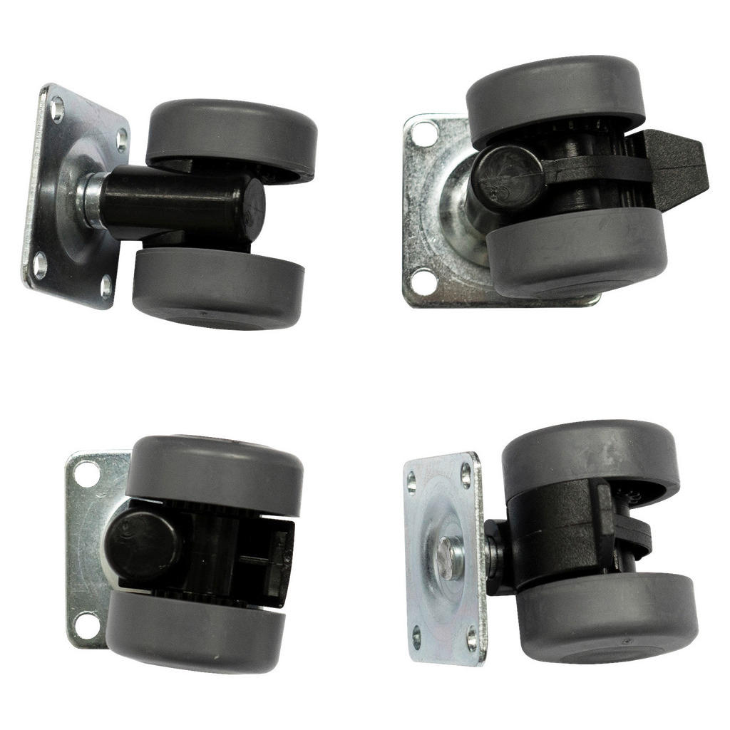 Thumbnail - Moderano Möbelrollen, Grau, Schwarz, Silber, Metall, Kunststoff, 4-teilig, 22.1-33x6.2-6.5x0.4-1.2 cm, Made in Germany, ...