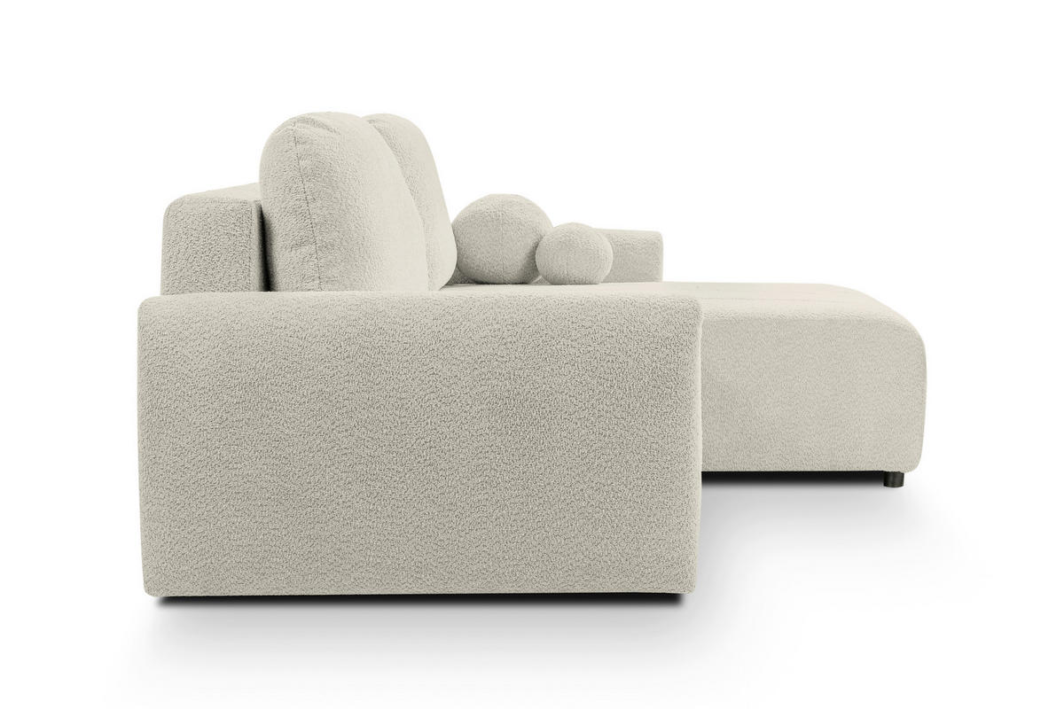 ECKSOFA LUNA Beige Struktur, Bouclé  - Beige/Schwarz, Basics, Kunststoff/Textil (260/161cm) - Livetastic