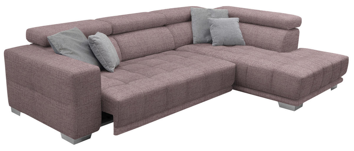ECKSOFA in Chenille Altrosa  - Chromfarben/Altrosa, Design, Textil (301/207cm) - Xora