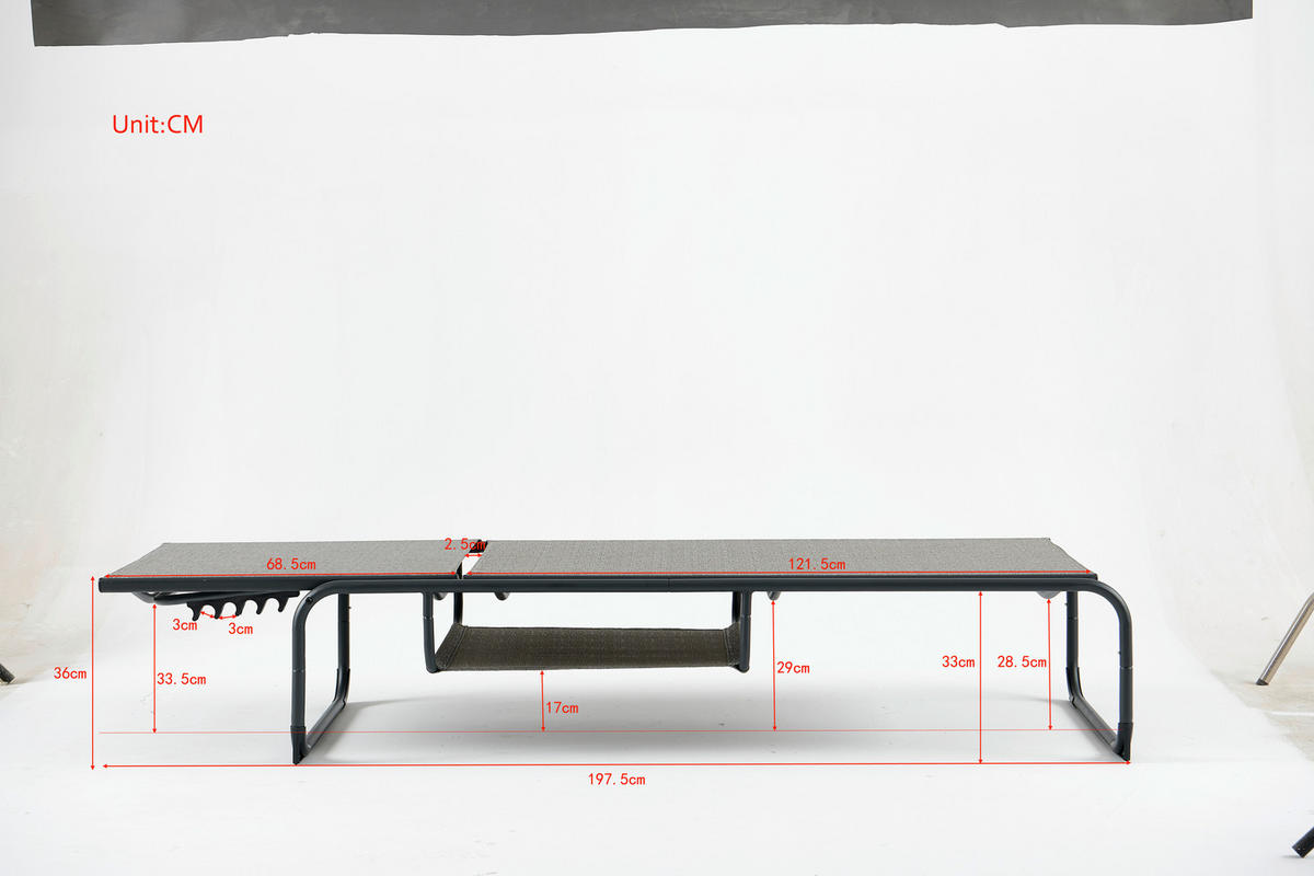 GARTENLIEGE 196/35/64 cm  - Anthrazit/Grau, MODERN, Textil/Metall (196/35/64cm) - Ambia Garden