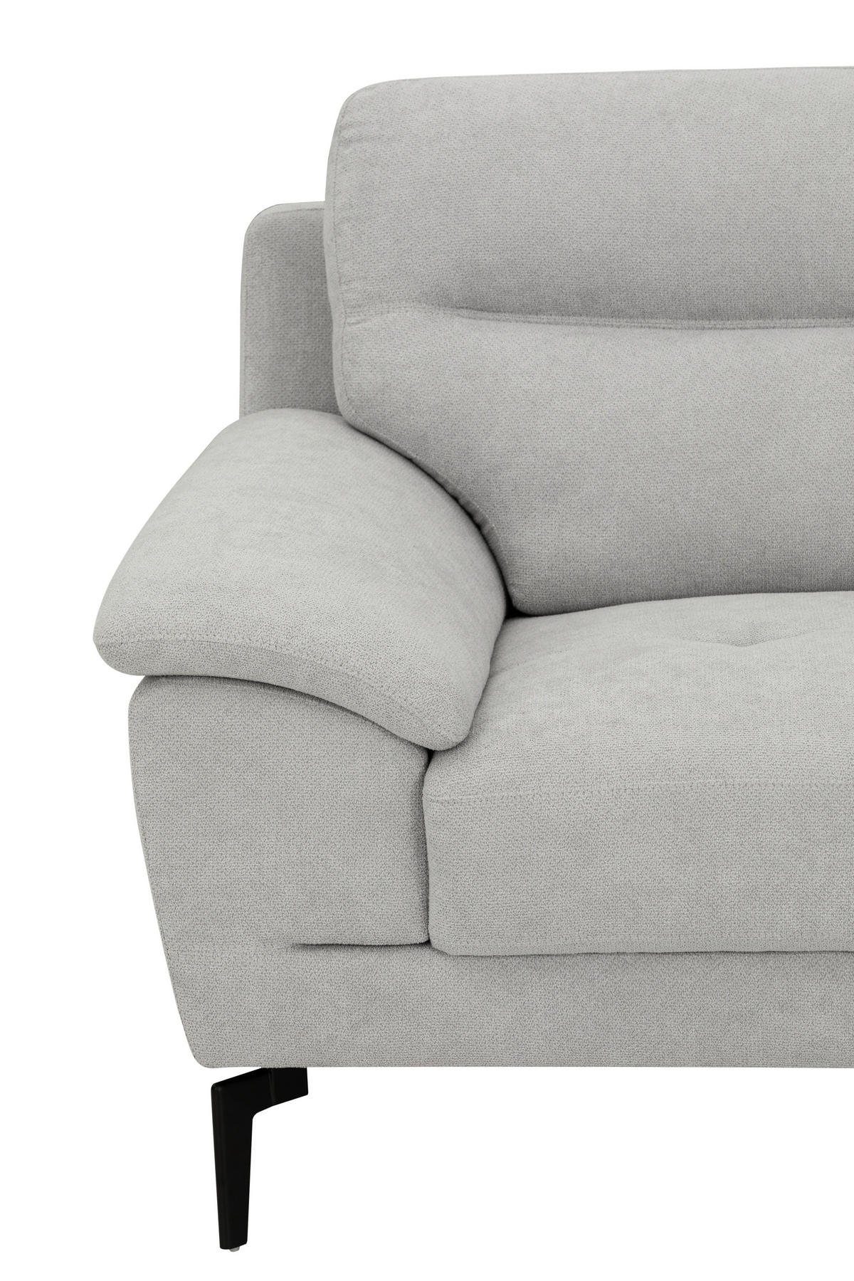 BOXSPRINGSOFA in Textil Grau  - Schwarz/Grau, KONVENTIONELL, Textil/Metall (215/92/94cm) - Livetastic