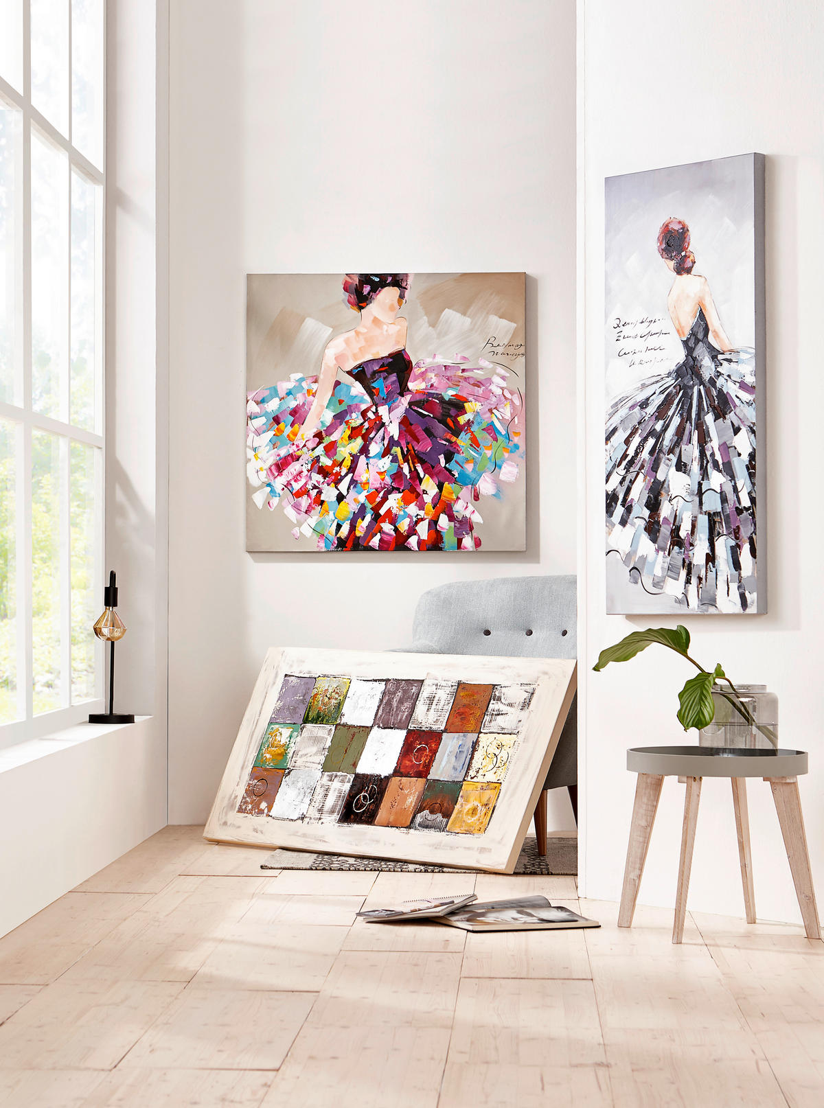 ÖLGEMÄLDE Multicolor 100/100 cm  - Multicolor, LIFESTYLE, Holz/Textil (100/100cm) - Monee