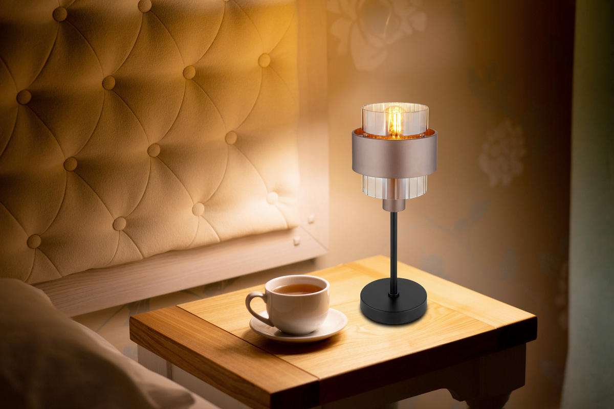 STOLNÍ LAMPA, E27, 18,5/47 cm  - oranžová/černá, Design, kov/plast (18,5/47cm) - Globo