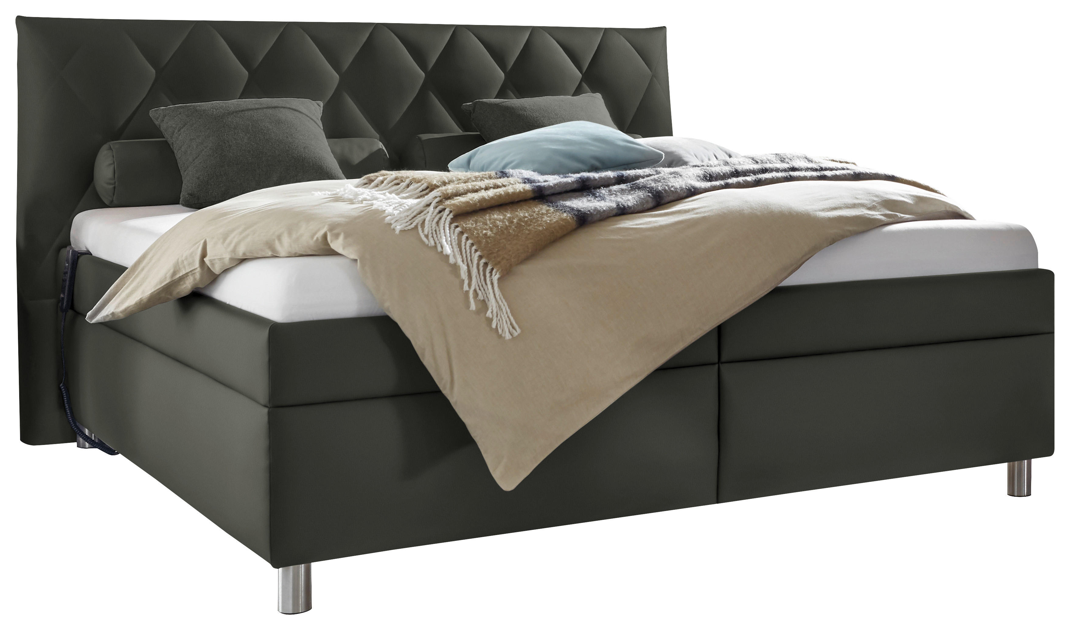 POLSTERBETT 160/200 cm  in Grau  - Weiss/Silberfarben, Konventionell, Holz/Textil (160/200cm) - Esposa