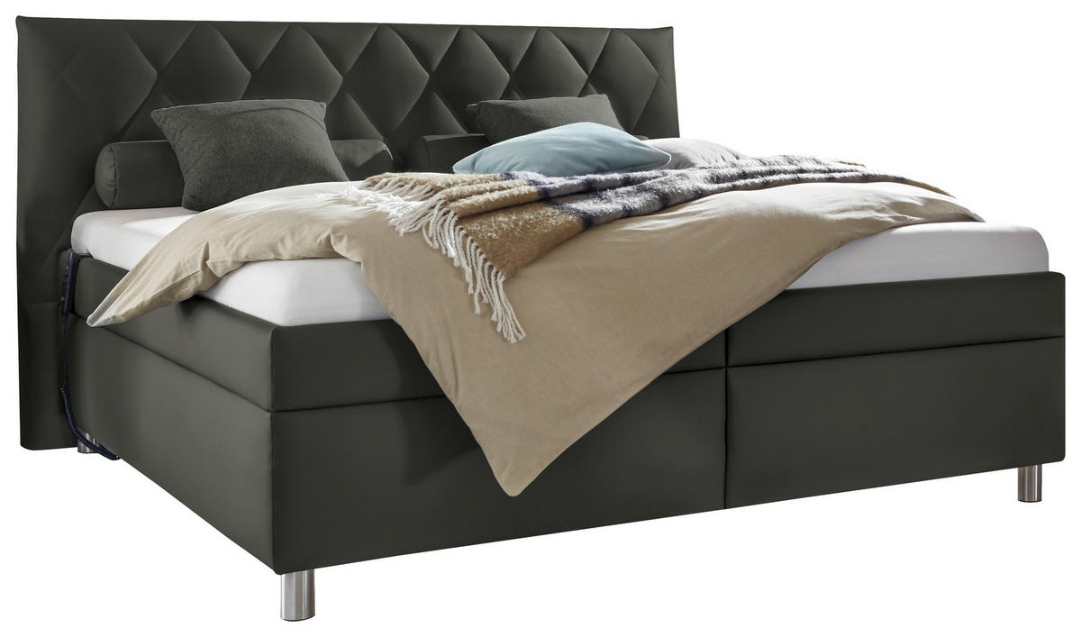 POLSTERBETT 180/200 cm  in Grau  - Weiss/Silberfarben, Konventionell, Holz/Textil (180/200cm) - Esposa