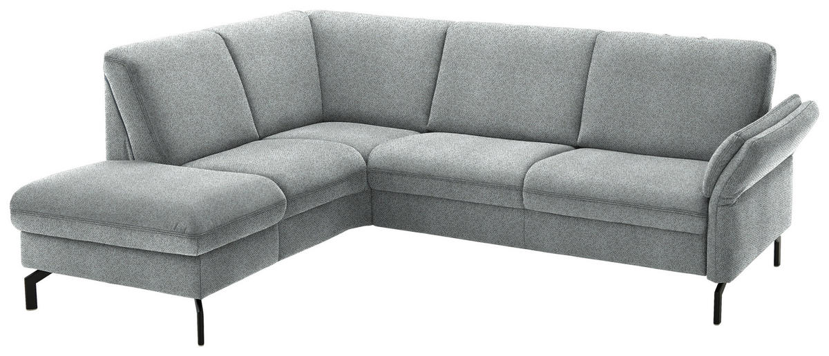 ECKSOFA in Flachgewebe Hellgrau  - Hellgrau/Schwarz, Konventionell, Textil/Metall (190/241cm) - Beldomo Comfort