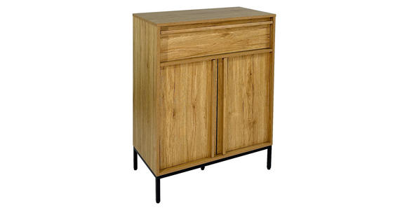 KOMMODE WABI  in 80/101/40 cm  - Eichefarben/Schwarz, Design, Holz/Holzwerkstoff (80/101/40cm) - Xora