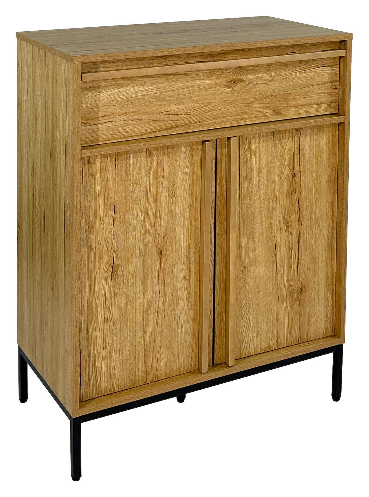 KOMMODE WABI  in 80/101/40 cm  - Eichefarben/Schwarz, Design, Holz/Holzwerkstoff (80/101/40cm) - Xora