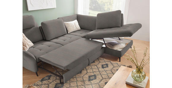 ECKSOFA in Flachgewebe Greige  - Greige/Schwarz, Natur, Textil/Metall (288/233cm) - Valnatura