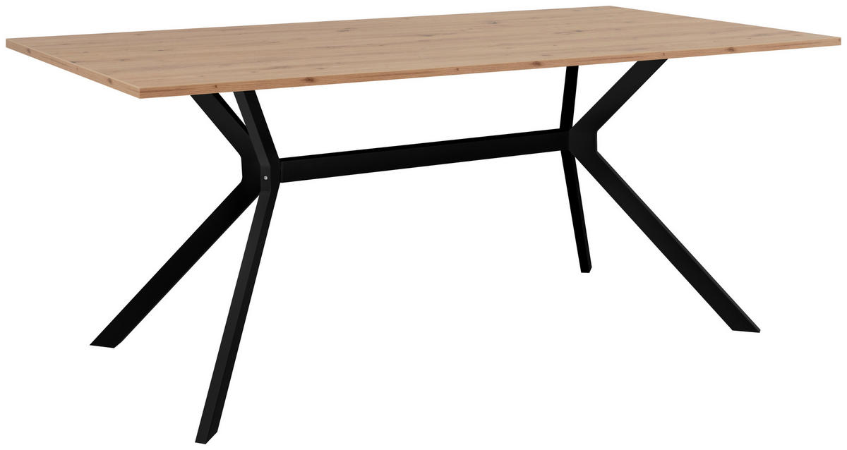 ESSTISCH rechteckig Schwarz, Eiche Artisan  - Schwarz/Eiche Artisan, Basics, Holzwerkstoff/Metall (180/90/75cm) - MID.YOU