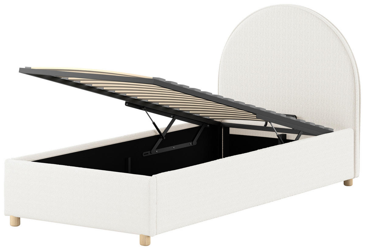 KINDER-/JUNIORBETT 90/200 cm  in Weiß  - Naturfarben/Weiß, ROMANTIK / LANDHAUS, Holz/Textil (90/200cm) - Vipack