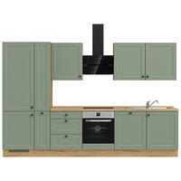 KÜCHENLEERBLOCK 330 cm   in Grün, Eichefarben  - Eichefarben/Schwarz, MODERN, Holzwerkstoff/Metall (330cm) - Nobilia
