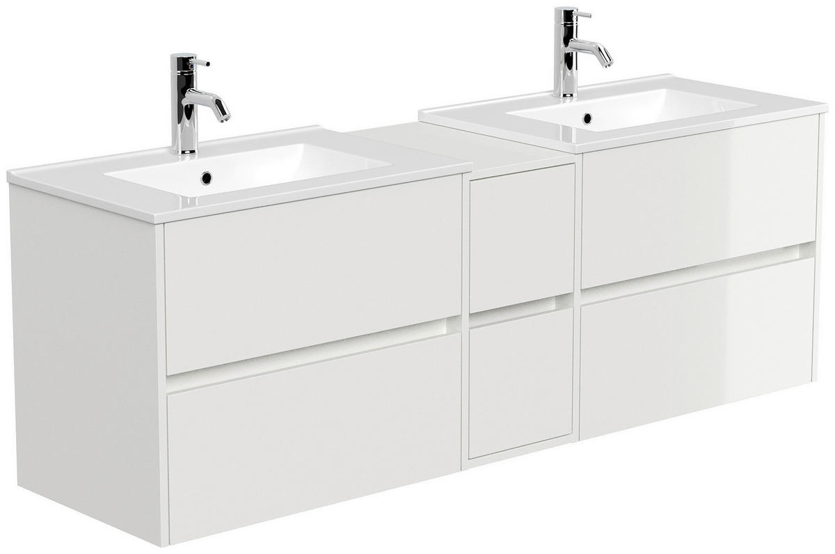 BADEZIMMER 3-teilig  in 170 cm  - Weiß Hochglanz, Trend, Glas/Holzwerkstoff (170cm) - MID.YOU