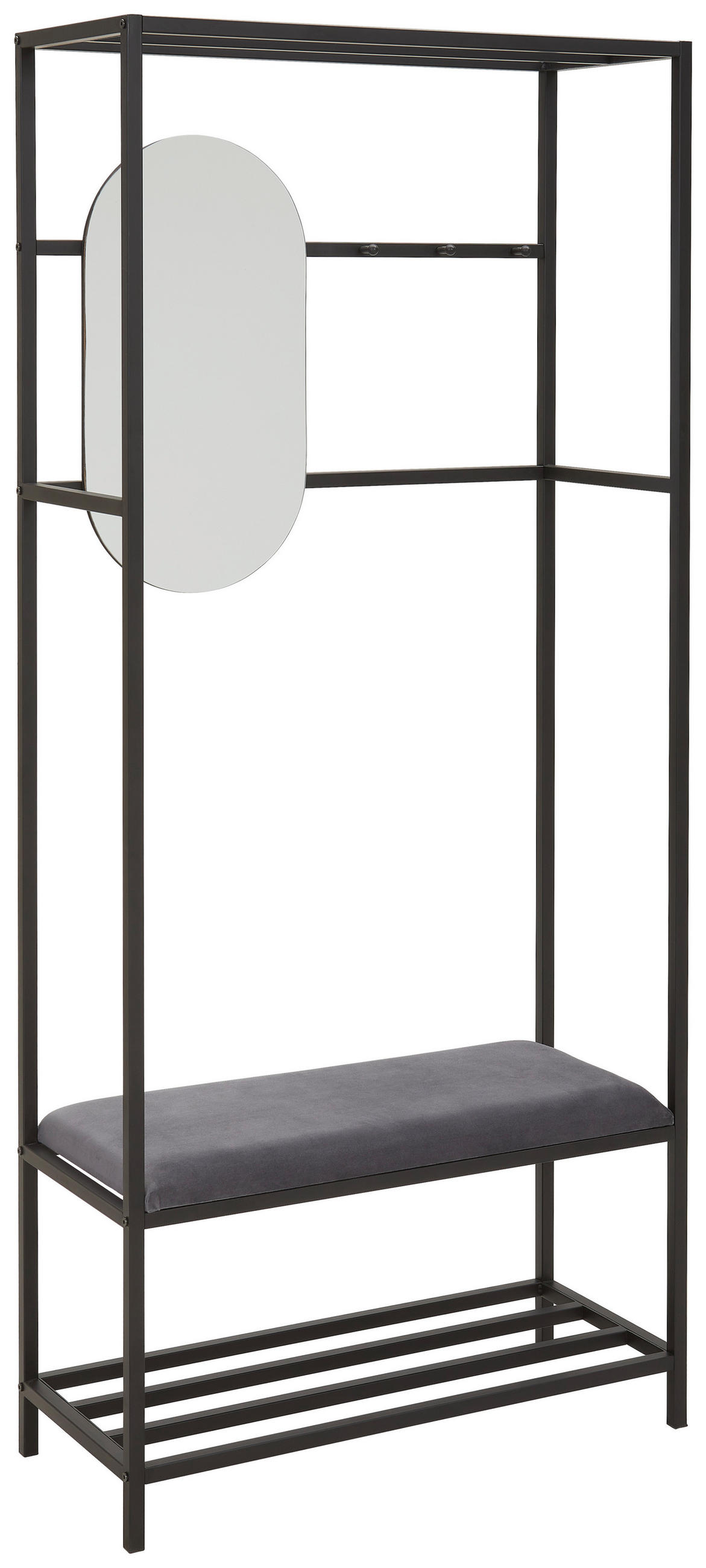 GARDEROBE 4-teilig  in 80/182/35 cm  - Schwarz/Grau, Design, Glas/Holzwerkstoff (80/182/35cm) - Landscape