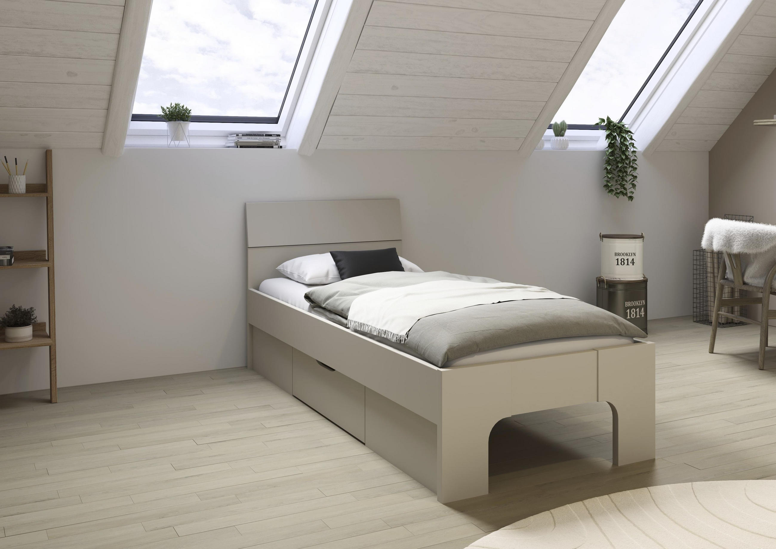 BETT 90/200 cm  in Champagner  - Champagner, Basics (90/200cm) - Boxxx