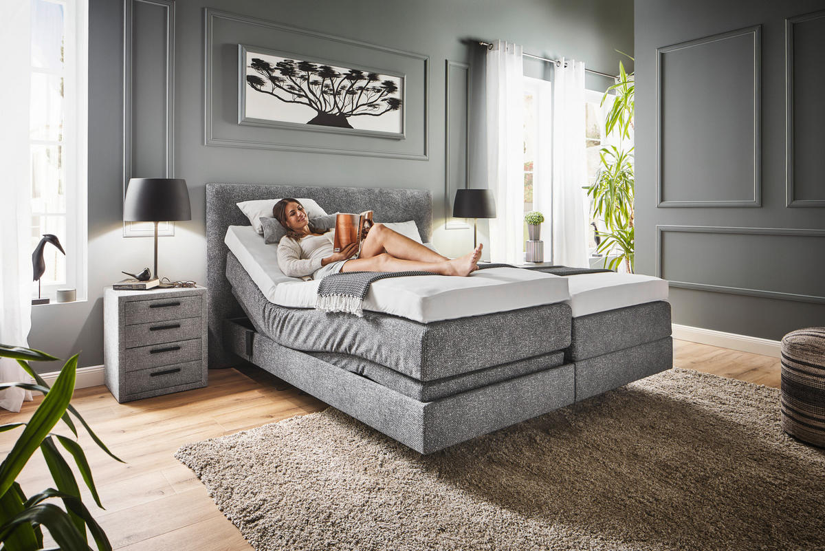 BOXSPRINGBETT 180/200 cm  in Grau  - Grau, Konventionell, Holz/Textil (180/200cm) - Dieter Knoll