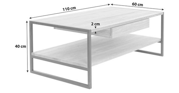 COUCHTISCH Eiche massiv rechteckig Naturfarben 110/60/40 cm  - Schwarz/Naturfarben, MODERN, Holz/Metall (110/60/40cm) - Valnatura