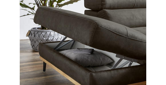 ECKSOFA inkl.Funktionen Anthrazit Lederlook - Anthrazit/Schwarz, Natur, Holz/Textil (226/282cm) - Novel