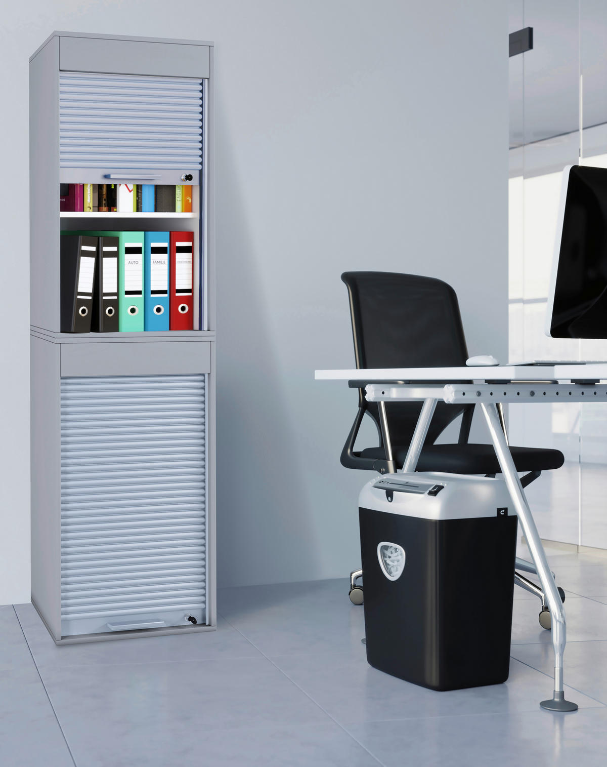 AKTENSCHRANK 50/186/40 cm  - Grau, Modern, Holzwerkstoff/Kunststoff (50/186/40cm) - MID.YOU
